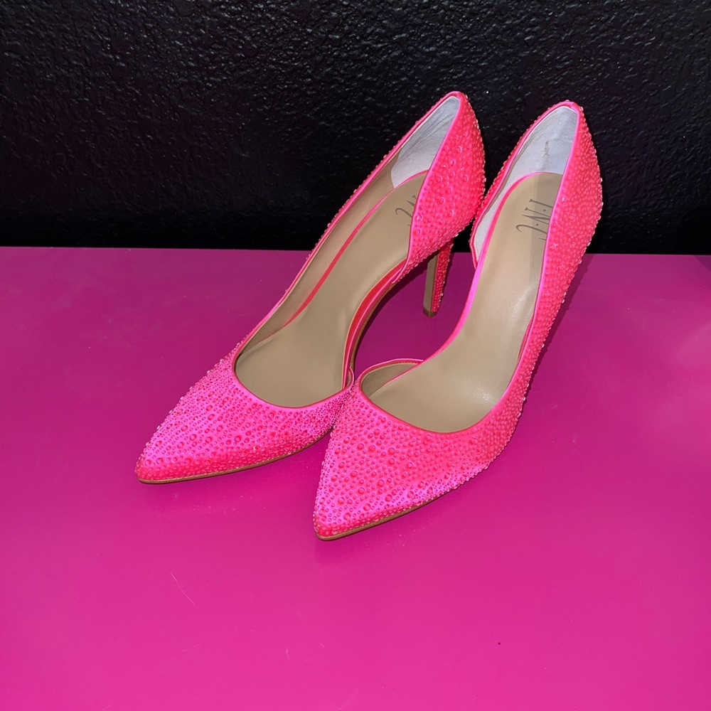 New pink rhinestone INC heels